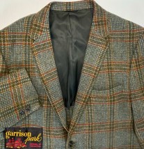 42R Tweed Plaid Blazer Green Garrison Park USA Mens VTG 60s-70s Wool Spo... - £110.54 GBP