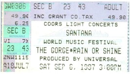 Vtg Santana Concert Ticket Stub Septembre 6 1997 The Gorge George Washin... - £26.59 GBP