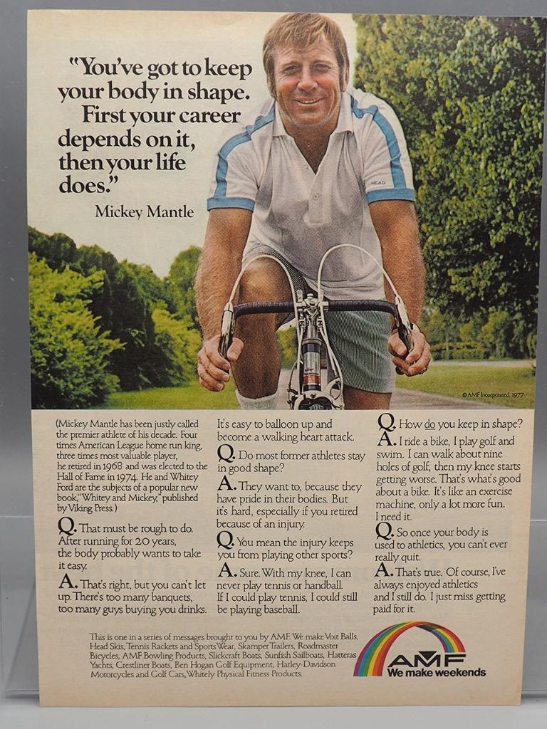 Vintage Magazine Ad Print Design Advertising AMF Bicycle Mickey Mantle - $32.17