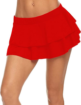 Women Sexy Solid Ruffle Mini Skirt for Schoolgirl Costumes Perfect for Halloween - £22.97 GBP