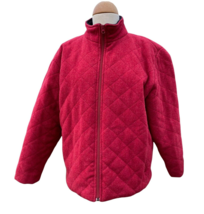 Vtg Woolrich Women Red Quilted Jacket sz Large 100% Wool Full Zip Winter - £17.55 GBP