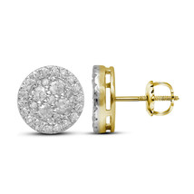 10k Yellow Gold Womens Round Diamond Framed Flower Cluster Screwback Ear... - $899.00
