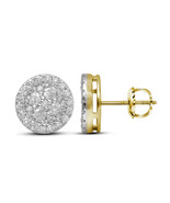 10k Yellow Gold Womens Round Diamond Framed Flower Cluster Screwback Ear... - $1,228.96 CAD