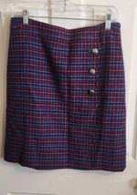 Talbots Plaid Mini Skirt Wool Blend Lined Blue Pink Red Plaid Preppy Win... - $24.95