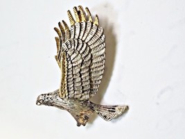 Vintage Eagle Pendant or Brooch Pin Sign MJ Silver &amp; Gold Plated  2 7/8th&quot; - £11.76 GBP