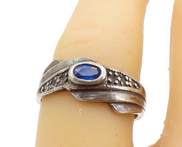 925 Sterling Silver - Vintage Blue Topaz Oxidized Solitaire Ring Sz 6.5 - RG7631 - £20.40 GBP