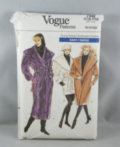 Vogue Half-Size Coat Sewing Pattern 7342 Size 8-12 A-line Wrap Easy Vint... - $12.18