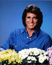 Michael Landon in blue denim shirt Highway to heaven TV 8x10 inch photo - £9.44 GBP