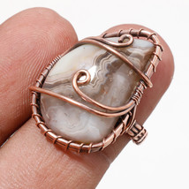 Crazy Lace Agate Gemstone Handmade Copper Wire Wrap Ring Jewelry 6.50&quot; SA 495 - £3.97 GBP