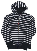 Tommy Hilfiger Womens Full Zip Hoodie Hooded Sweat Jacket Blue Striped NWT - £30.08 GBP