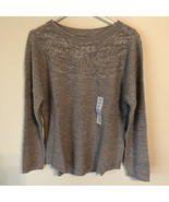 Crof t&amp; Barrow Grey Cable Yoke Pullover Knit Sweater Size Women&#39;s Large NWT - $25.57 CAD