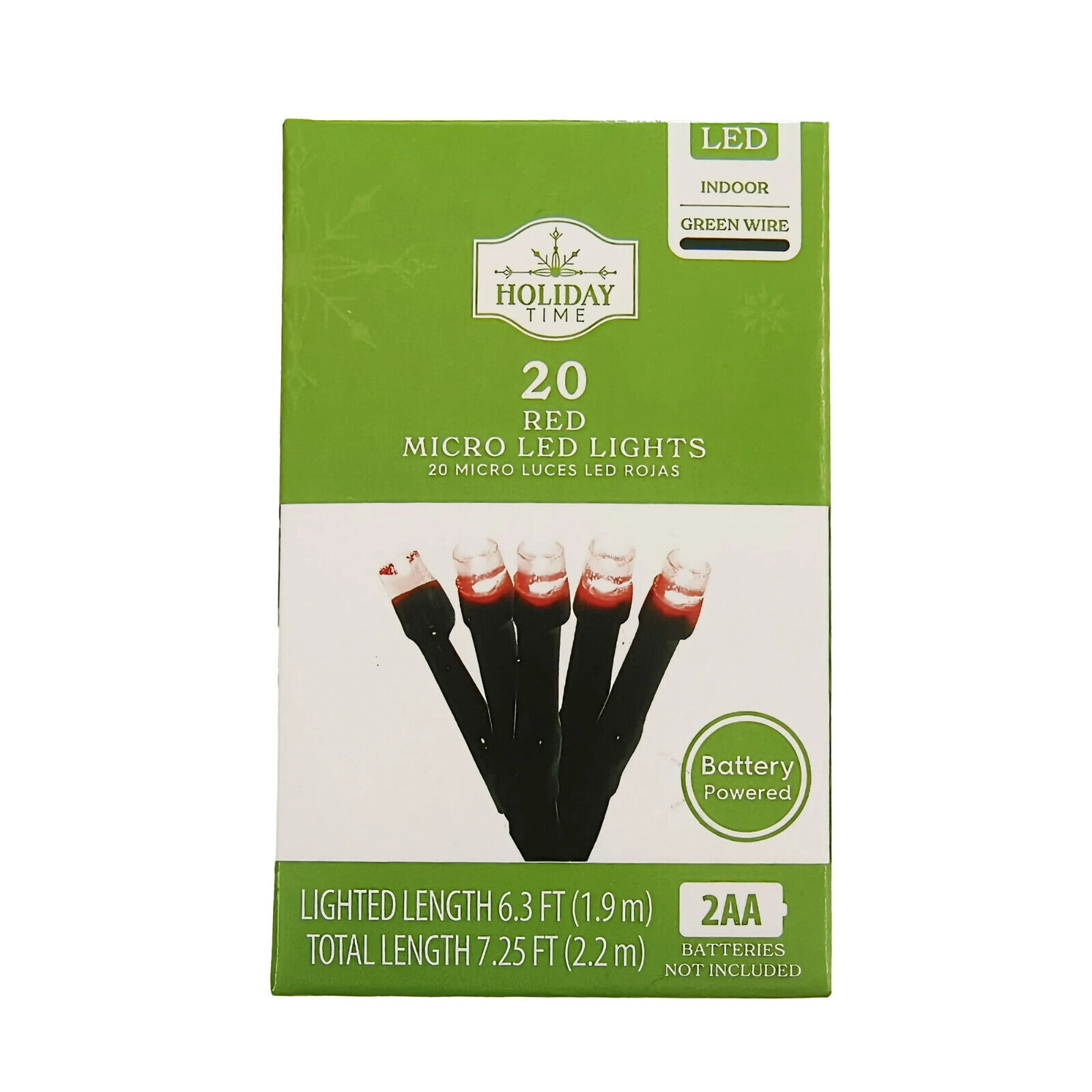 HOLIDAY TIME 11030229DB 20CT RED MICRO LED LIGHTS 6&#39;, BATTERY POWERED - ... - $3.98