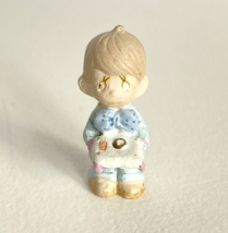 Enesco Little Boy Blue Polka Dot Bow Tie Ring Bearer Mini Figurine - £4.71 GBP