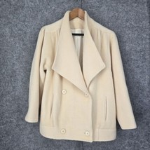 Vintage 80’s George David Fashions Coat Women Large Cream 100% Pure Wool Lined - $69.42