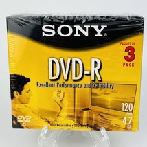 Sony DVD-R 4.7gb 120 Min. Disc 3 Pack Blank Recordable With Cases, New Sealed - $8.79
