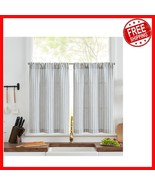 Chic Blue Pinstripe Curtains 30&quot; L - Light Filtering Drapes for Rustic S... - $54.38 CAD