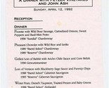 Blakely Cafe 1992 Fetzer Vineyards Dinner Menu Knoxville Tennessee John ... - £14.01 GBP