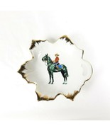 Mountie Leaf Trinket Dish Small Ceramic Japan Canada Mounted Police Graphic - £19.30 GBP