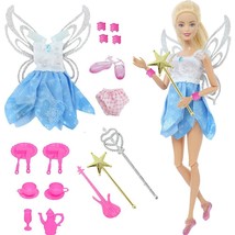 Fairy Dress For Barbie Accessories Lot 20 Pcs Doll Dress Toys Shoes Guitar Toys - £13.44 GBP