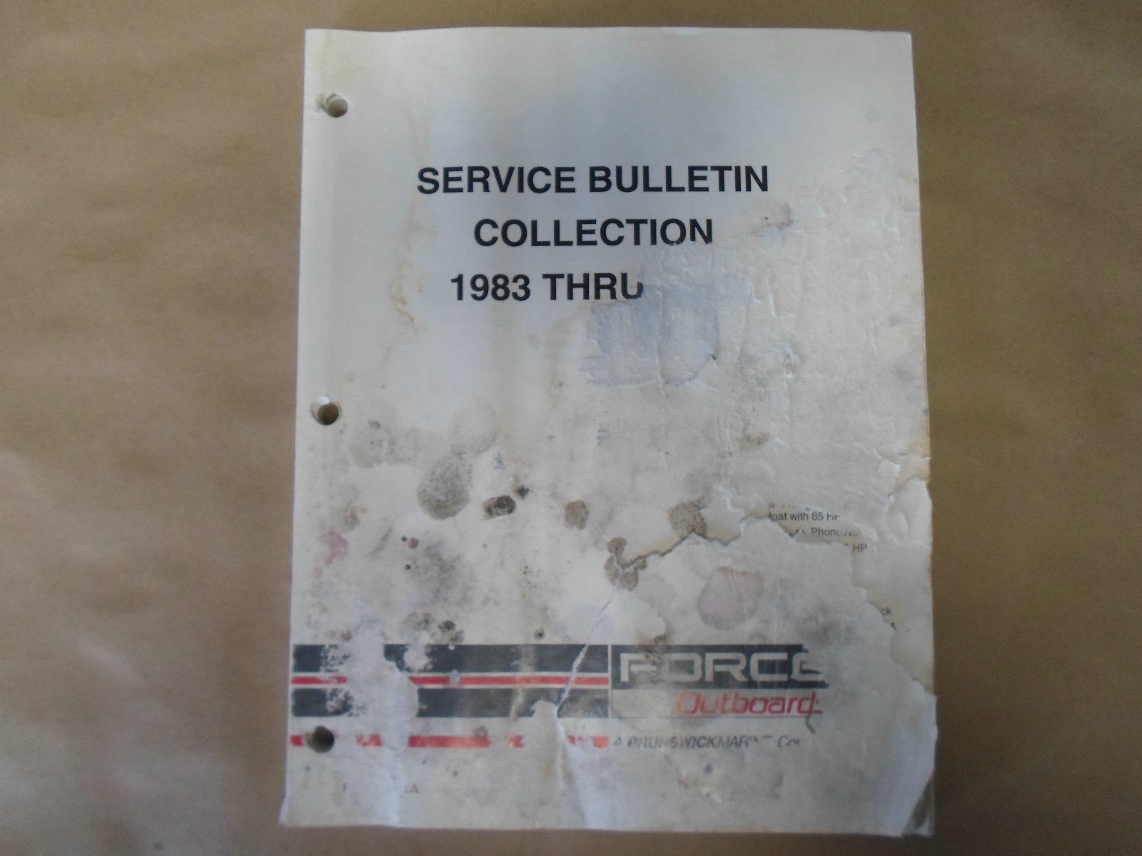1983-1989 Force Outboards Service Bulletin Collection Boat  WATER DAMAGE - $8.96