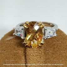 6Ct Decorato Giallo Canarino Lab-Created Anello Fidanzamento Matrimonio 14K - £136.55 GBP