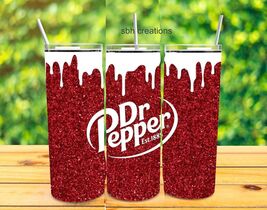 20oz Red sparkle Soda theme insulated tumbler with sliding lid / 2 straws - $19.80
