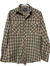 Wrangler Mens  Rancher Shirt Button Up Green Red Plaid Pearl Snap Size Medium - £19.42 GBP