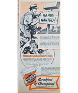WHEATIES&quot;Breakfast of Champions&quot; WWI-Army-Navy-Marines-1942 Vintage Prin... - $12.78