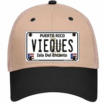 Vieques Puerto Rico Novelty Khaki Mesh License Plate Hat - £23.31 GBP