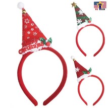 Fancy Sparkle Ear Santa Clause Hat Cap Christmas Headband Hair Band Clip Costume - £4.80 GBP