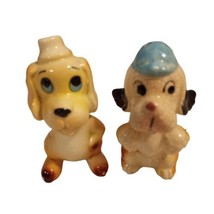 Vintage Puppy Dog Mutt Salt and Pepper Shaker Set Ceramic 3.25&quot;t READ - £9.56 GBP