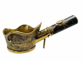 KUANG HSU Patinated Brass Silk Iron - Black Wood Handle Made In Japan 8.5in Wide - £58.72 GBP