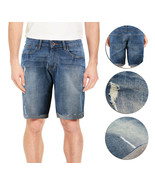 Men&#39;s Distressed Denim Light Faded Wash Stretch Ripped Casual Jean Shorts - £12.31 GBP+