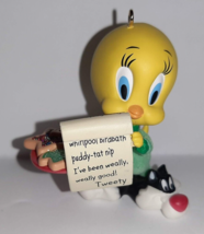 Vintage 2007 Looney Tunes Tweety Bird Hallmark Chwistmas List Ornament Warner Br - £5.53 GBP