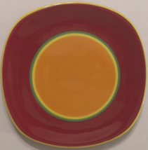 Dansk Caribe Aruba Ceramic Stoneware Retired Red Orange Square Salad Plate 8 3/4 - £5.73 GBP