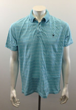 American Eagle Outfitters Men&#39;s Pale Blue Short Sleeve Cotton Polo Pullo... - $11.87