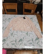 FOREVER21 Pink Lace Long Sleeve w/ Fringe Medium Shirt - $21.05 CAD