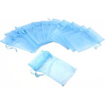 12 Jewelry Baby Blue Organza Drawstring Gift Bags Jewelry Pouches 3&quot; x 4&quot; - £11.11 GBP