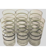 Libbey Sage Green Black Rings Clear Tumbler Drinking Glass 16 oz. Lot of 7 - $48.23