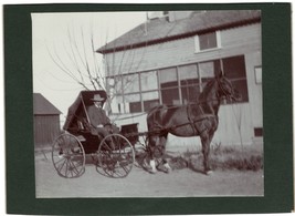 Cabinet Card Photo from early 1900s -Man in suit with hat in a horse drawn buggy - £6.98 GBP