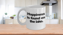 Lake Happiness Coffee Mug Funny Gift Lakers Beach House Vacation Sand Sun Fun - £14.57 GBP+