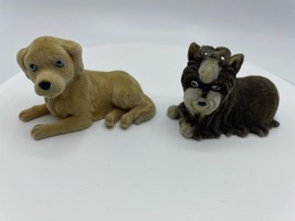 Vintage Lot of 2 Flocked Miniature Puppy Dogs Dollhouse Children&#39;s Furniture - £9.16 GBP