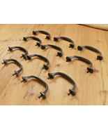 11 CAST IRON HANDLES RUSTIC DRAWER PULLS 5&quot; LONG  **UNEVEN COLOR, CHIPS* - $36.90 CAD