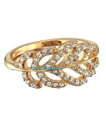 Ring Palm Leaf Pave` Ring ~ Goldtone ~ Leaf Shape ~ Size 8 ~ NEW in Box - £15.54 GBP