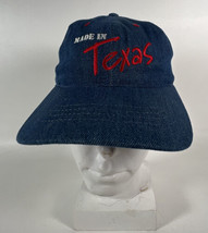 Vintage Made In Texas Denim Strapback Hat RED WHITE &amp; BLUE Adjustable - $11.87