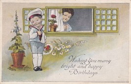 Birthday Postcard Little Boy Sailor Suit Wishing You Many Bright And Happy - £2.34 GBP