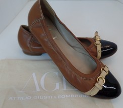 AGL Attilio Giusti Leombruni  Made in Italy Cap Toe Buckle Flats Sz 41 -... - $118.80