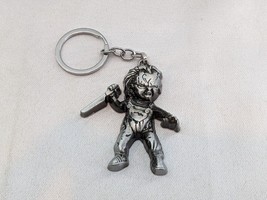 Silvertone Childsplay Chucky Doll Figure KEYCHAIN 3D Metal Alloy 2.5&quot; X 2&quot; (I2) - £7.18 GBP