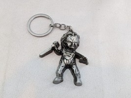 Silvertone Childsplay Chucky Doll Figure KEYCHAIN 3D Metal Alloy 2.5&quot; X 2&quot; (I2) - £4.70 GBP