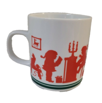 Santa Claus Christmas Coffee Mug 1984 Red Silhouettes on White Avon Vint... - £7.59 GBP